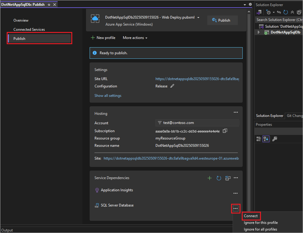 Configure SQL Database dependency